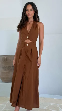 LILYWHYT Sale Dresses^Wesley Halter Neck Maxi Dress - Dark Brown