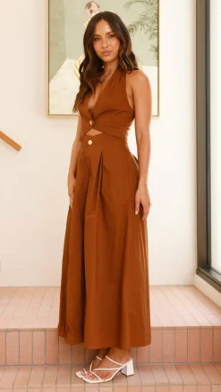 LILYWHYT Sale Dresses^Wesley Halter Neck Maxi Dress - Dark Brown