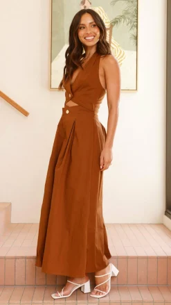 LILYWHYT Sale Dresses^Wesley Halter Neck Maxi Dress - Dark Brown