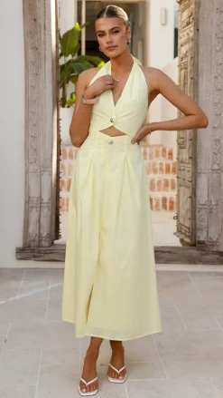 LILYWHYT Dresses|Maxi^Wesley Halter Neck Maxi Dress - Yellow