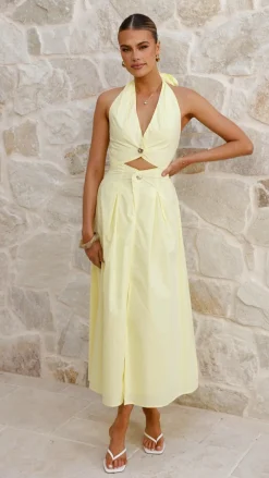 LILYWHYT Dresses|Maxi^Wesley Halter Neck Maxi Dress - Yellow