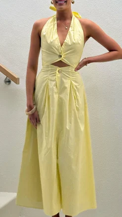 LILYWHYT Dresses|Maxi^Wesley Halter Neck Maxi Dress - Yellow