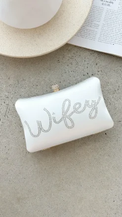 Angel Whisper Bags|Bridal Accessories^Wifey Satin Clutch - Gold