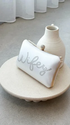 Angel Whisper Bags|Bridal Accessories^Wifey Satin Clutch - Gold