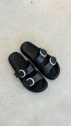 Billini Billini^Wilmer Slide - Black Raffia