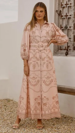 Bubblegum Dresses|Maxi^Xander Long Sleeve Maxi Dress - Blush