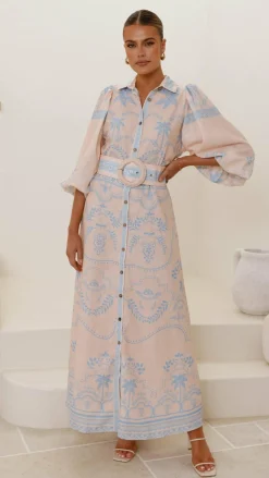 Bubblegum Dresses|Maxi^Xander Long Sleeve Maxi Dress - Blue