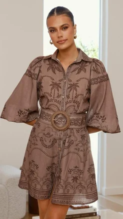 Bubblegum Dresses|Mini^Xander Long Sleeve Mini Dress - Espresso