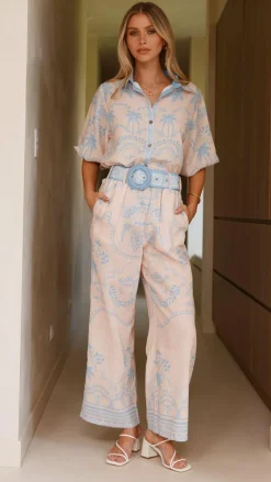 Bubblegum Polo^Xander Wide Leg Pants - Blue