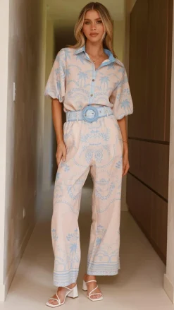 Bubblegum Polo^Xander Wide Leg Pants - Blue