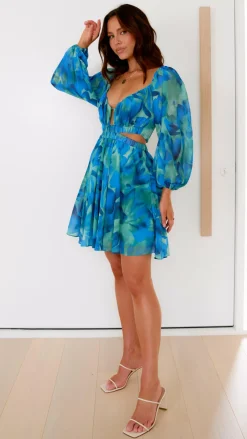Pink Diamond Dresses|Mini^Xarissa Mini Dress - Blue / Green Print