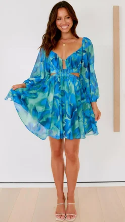 Pink Diamond Dresses|Mini^Xarissa Mini Dress - Blue / Green Print