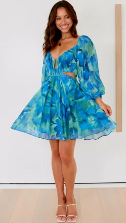 Pink Diamond Dresses|Mini^Xarissa Mini Dress - Blue / Green Print
