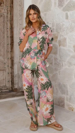 Burans Sets|Tops^Xiana Button Up Shirt - Tropical Print