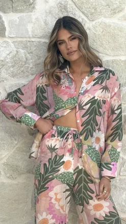Burans Sets|Tops^Xiana Button Up Shirt - Tropical Print
