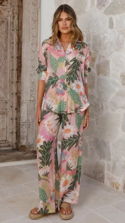 Burans Sets|Tops^Xiana Button Up Shirt - Tropical Print
