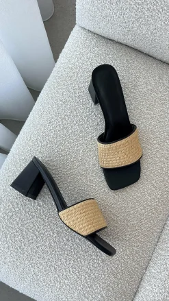 Billini Billini^Yarina Heel - Natural Raffia-Black