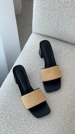Billini Billini^Yarina Heel - Natural Raffia-Black