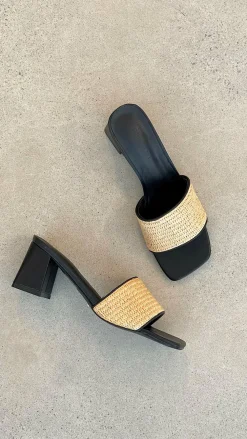 Billini Billini^Yarina Heel - Natural Raffia-Black
