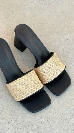 Billini Billini^Yarina Heel - Natural Raffia-Black