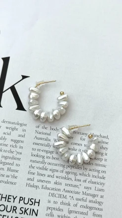 Your Accessory Shop Earrings|Formal / Graduation^Yasar 18K Gold Pearl Hoop - Gold / Pearl
