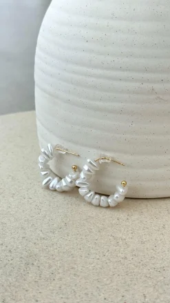 Your Accessory Shop Earrings|Formal / Graduation^Yasar 18K Gold Pearl Hoop - Gold / Pearl