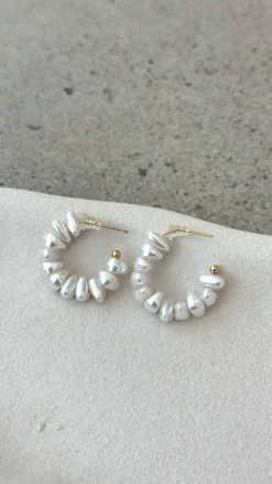 Your Accessory Shop Earrings|Formal / Graduation^Yasar 18K Gold Pearl Hoop - Gold / Pearl
