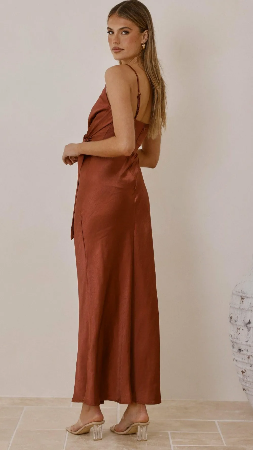 LILYWHYT Mon Cheri|Dresses^Yasmeen Tie Front Maxi Dress - Rust