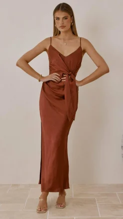 LILYWHYT Mon Cheri|Dresses^Yasmeen Tie Front Maxi Dress - Rust