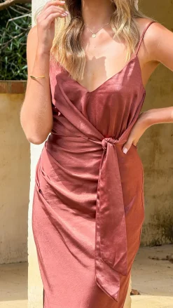 LILYWHYT Mon Cheri|Dresses^Yasmeen Tie Front Maxi Dress - Rust