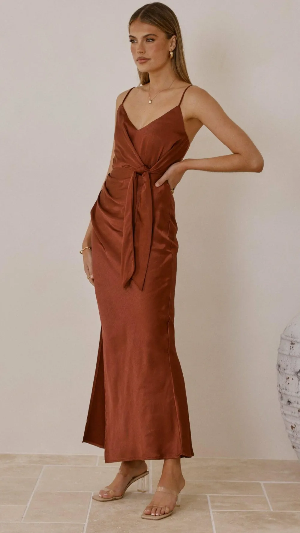 LILYWHYT Mon Cheri|Dresses^Yasmeen Tie Front Maxi Dress - Rust