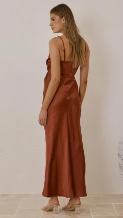 LILYWHYT Mon Cheri|Dresses^Yasmeen Tie Front Maxi Dress - Rust