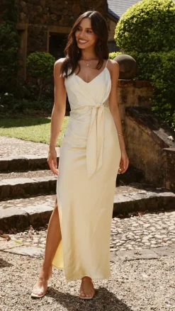 LILYWHYT Mon Cheri|Dresses^Yasmeen Tie Front Maxi Dress - Yellow