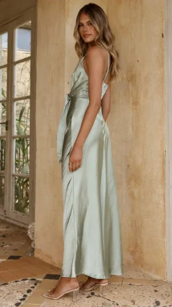 LILYWHYT Mon Cheri|Dresses^Yasmeen Tie Front Maxi Dress - Sage