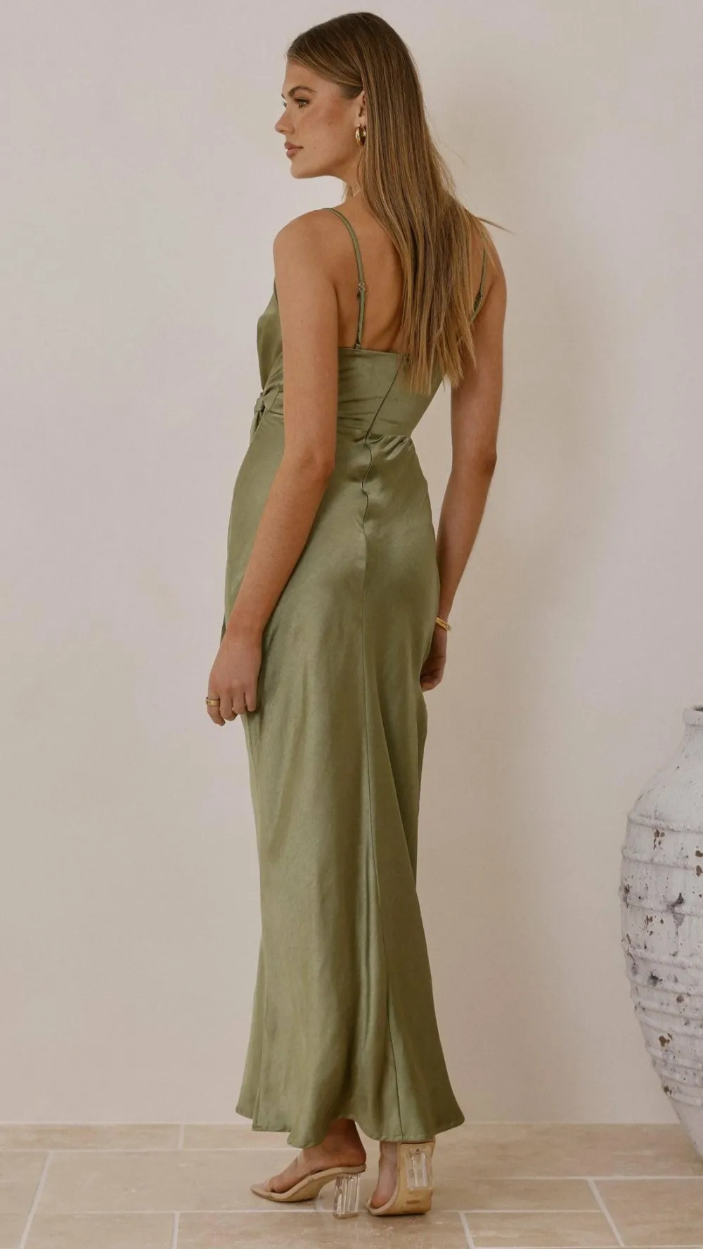 LILYWHYT Mon Cheri|Dresses^Yasmeen Tie Front Maxi Dress - Olive
