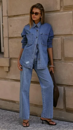 Burans The Denim Edit^Zaeli Denim Shirt - Mid Blue