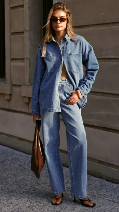 Burans The Denim Edit^Zaeli Denim Shirt - Mid Blue
