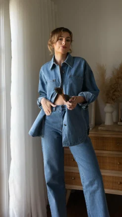 Burans The Denim Edit^Zaeli Denim Shirt - Mid Blue