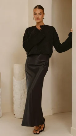LILYWHYT Knit Tops|Knitwear^Zala Cropped Knit Sweater - Black