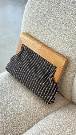 Angel Whisper Bags|Event Ready Dresses^Zoey Thin Stripe Timber Frame Clutch - Black