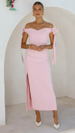 SASHA (BNE) Dresses|Maxi^Zylah Off Shoulder Midi Dress - Pink