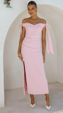 SASHA (BNE) Dresses|Maxi^Zylah Off Shoulder Midi Dress - Pink