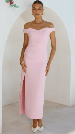 SASHA (BNE) Dresses|Maxi^Zylah Off Shoulder Midi Dress - Pink