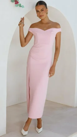 SASHA (BNE) Dresses|Maxi^Zylah Off Shoulder Midi Dress - Pink